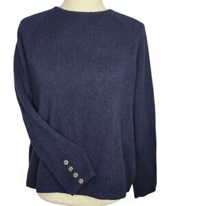 J. McLaughlin Sweater 100% Cashmere Navy Blue XL Lightweight Long Sleeve Buttons